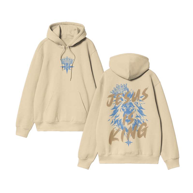 Unisex 100% Cotton Jesus Is King Design Print Hoodie - Apricot - US16-18(2XL) - image 2