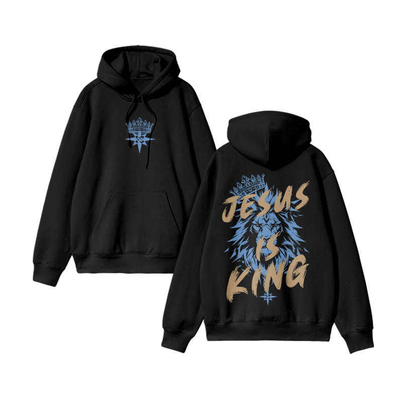 Unisex 100% Cotton Jesus Is King Design Print Hoodie - Black - US16-18(2XL) - image 1