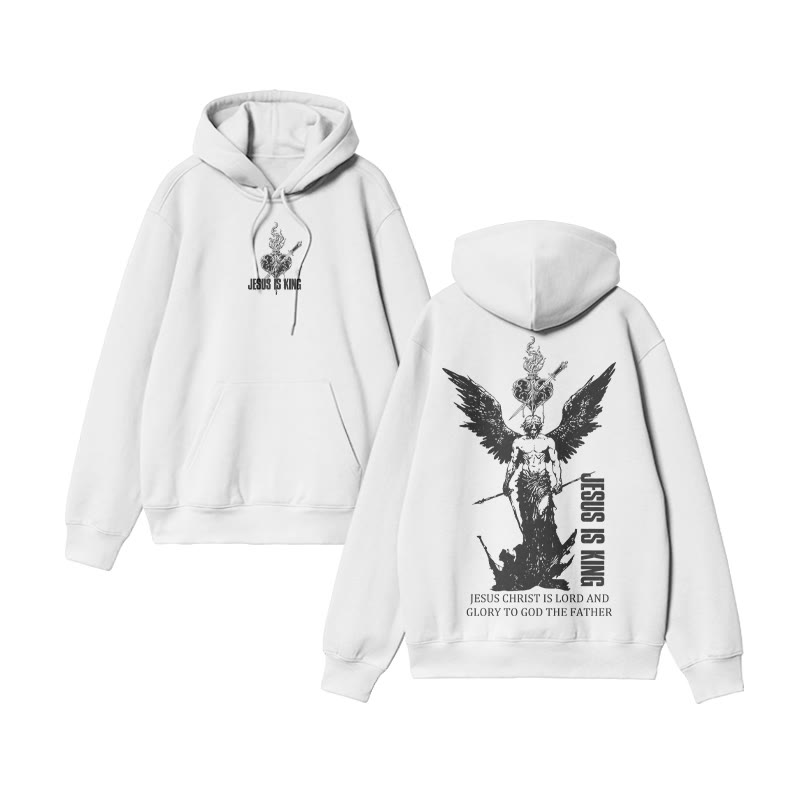 Unisex 100% Cotton Jesus Is King Design Print Hoodie - White - US16-18(2XL) - image 1