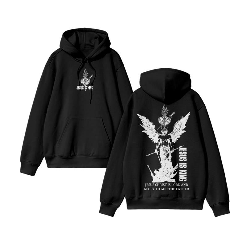 Unisex 100% Cotton Jesus Is King Design Print Hoodie - Black - US16-18(2XL) - image 2