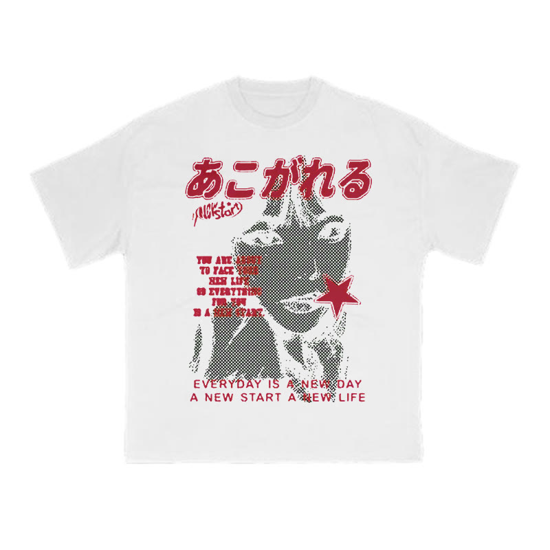 Unisex 100% Cotton Everyday Is A New Day Print T-shirt - White - US16-18(2XL) - image 2