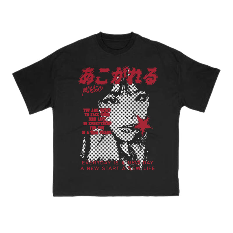 Unisex 100% Cotton Everyday Is A New Day Print T-shirt - Black - US16-18(2XL) - image 1