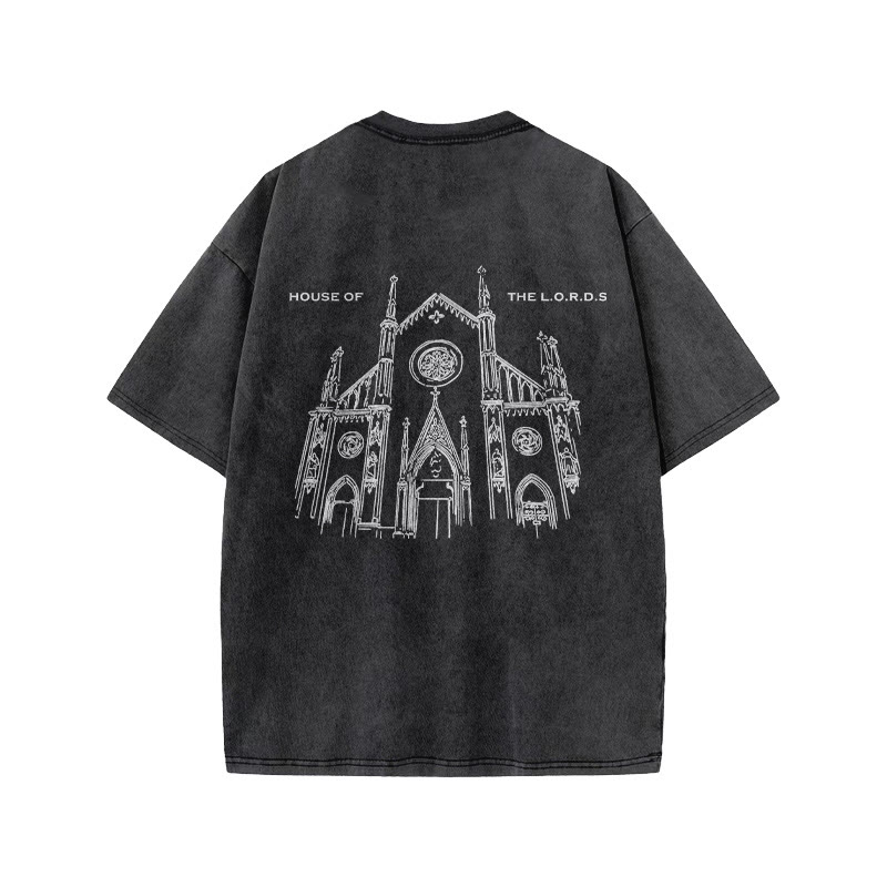 Unisex 100% Cotton House Of The Lord Print Acid Washed T-shirt - image 1