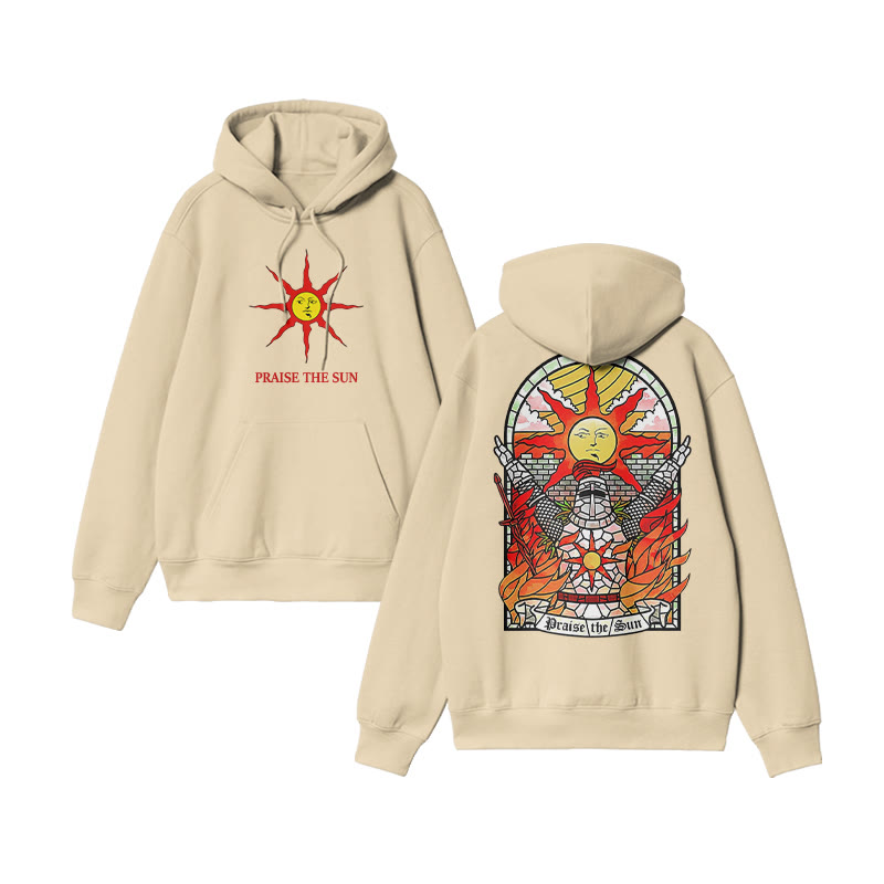 Unisex 100% Cotton Praise The Sun Print Hoodie - Apricot - US16-18(2XL) - image 5