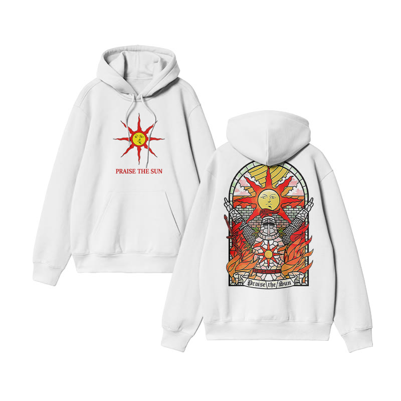 Unisex 100% Cotton Praise The Sun Print Hoodie - White - US16-18(2XL) - image 3