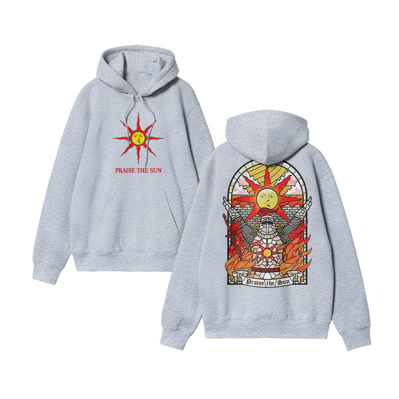 Unisex 100% Cotton Praise The Sun Print Hoodie - Grey - US16-18(2XL) - image 4