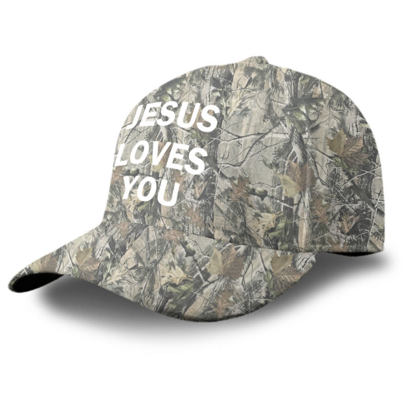 Unisex Jesus Loves You Dead Leaves Camouflage Printed Cap - image 2