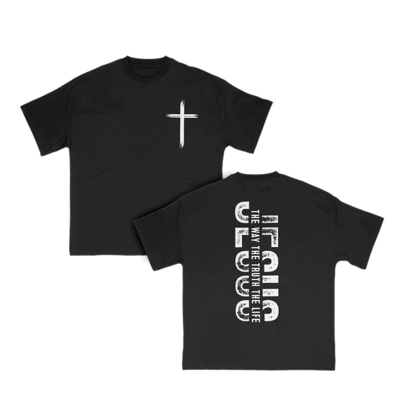 Unisex 100% Cotton The Way The Truth The Life Print T-shirt - Black - US16-18(2XL) - image 2