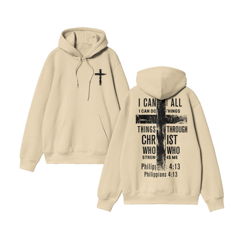 Unisex 100% Cotton I Can Do All Things Philippians 4:13 Print Hoodie - Apricot - US16-18(2XL) - image 5
