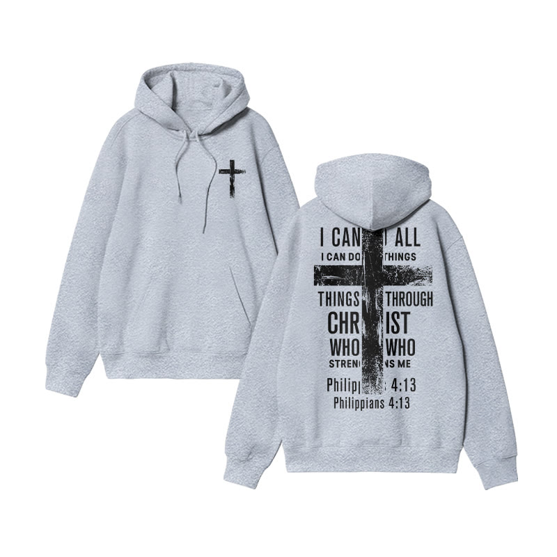 Unisex 100% Cotton I Can Do All Things Philippians 4:13 Print Hoodie - Grey - US16-18(2XL) - image 4