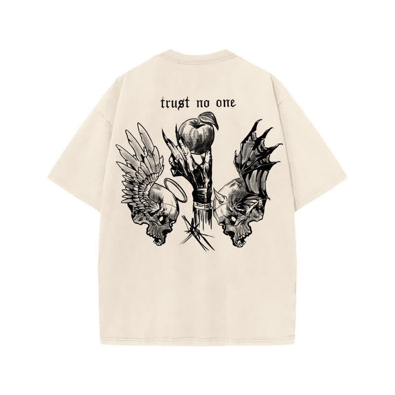 Unisex 100% Cotton Trust No One Print Acid Washed T-shirt - image 1