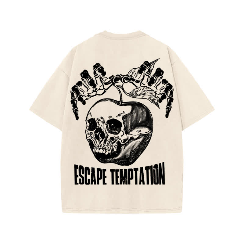 Unisex 100% Cotton Escape Temptation Print Acid Washed T-shirt - image 1