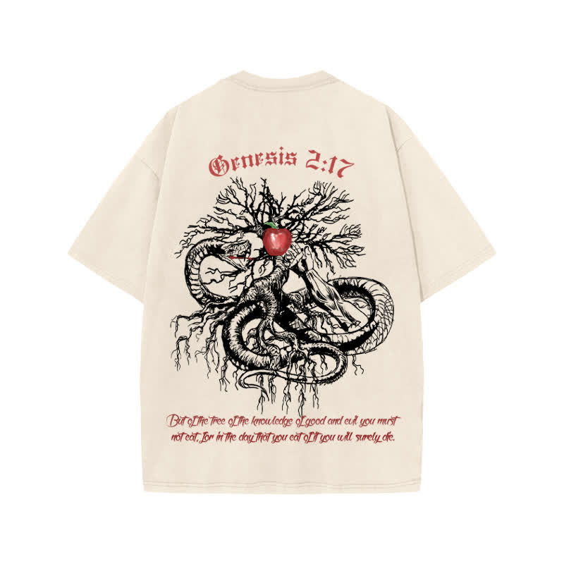 Unisex 100% Cotton Genesis 2:17 Print Acid Washed T-shirt - image 1
