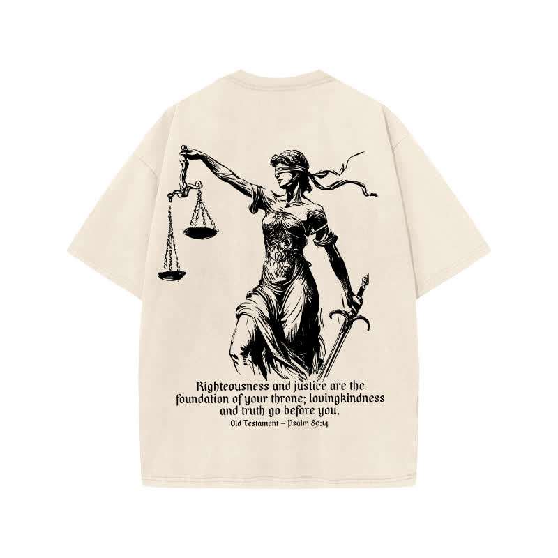 Unisex 100% Cotton Justice And Fairness Kindness And Honesty Print Acid Washed T-shirt - image 1