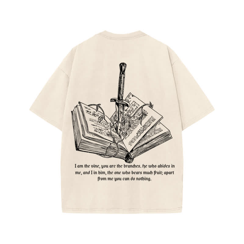 Unisex 100% Cotton John 15:5 Print Acid Washed T-shirt - image 1