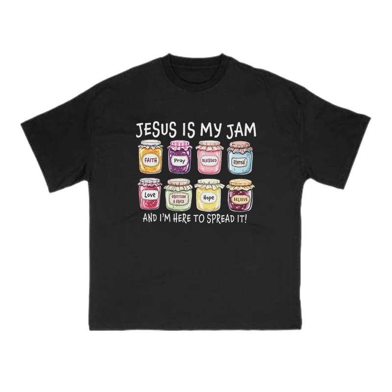 Unisex 100% Cotton Jesus Is My Jam Print T-shirt - Black - US16-18(2XL) - image 2