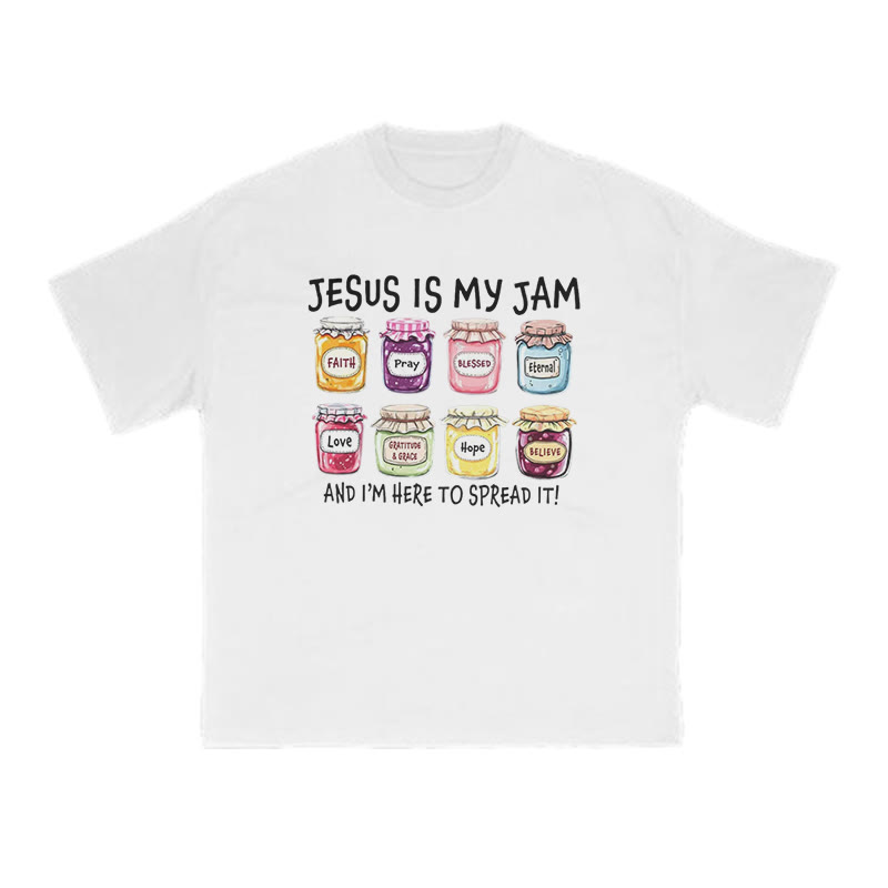 Unisex 100% Cotton Jesus Is My Jam Print T-shirt - White - US16-18(2XL) - image 1