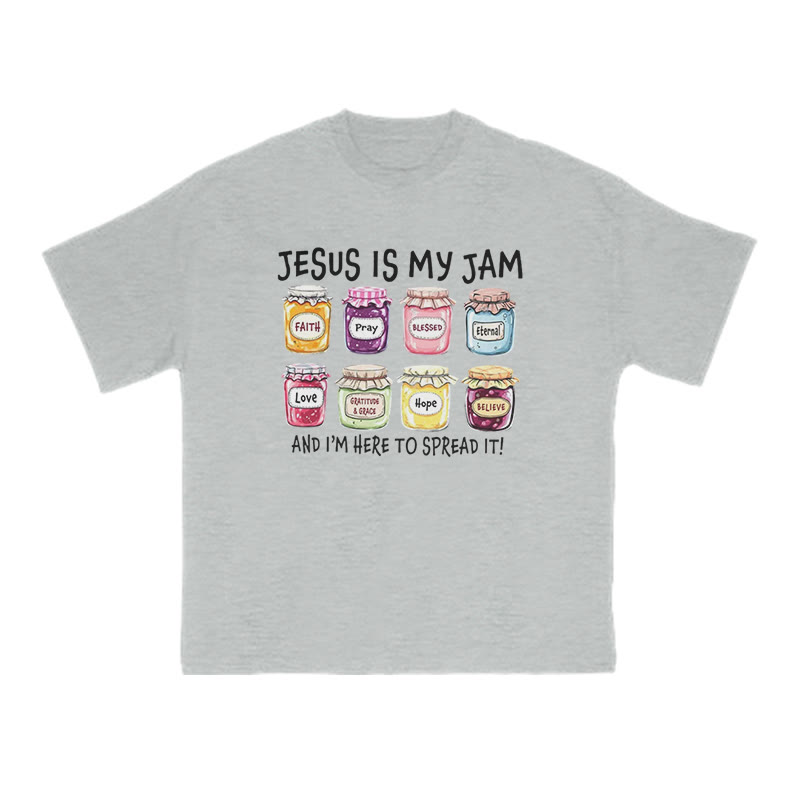 Unisex 100% Cotton Jesus Is My Jam Print T-shirt - Grey - US16-18(2XL) - image 3