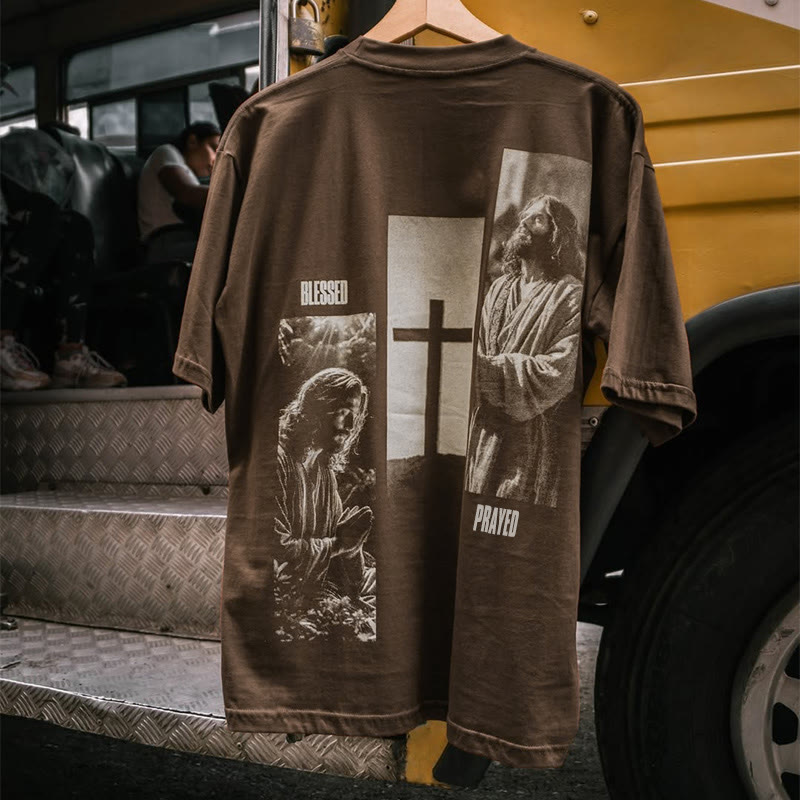 Unisex 100% Cotton Blessed Prayed Print T-shirt - image 1