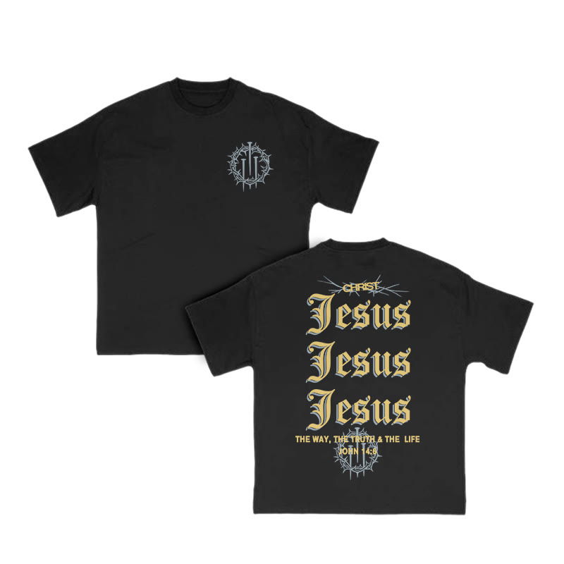 Unisex 100% Cotton Jesus John 14:6 Print T-shirt - Black - US16-18(2XL) - image 3