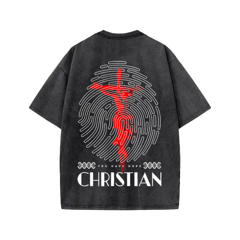 Unisex 100% Cotton Christian Print Acid Washed T-shirt - image 1