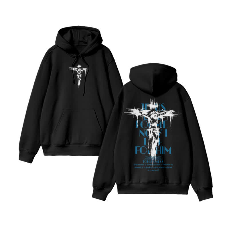 Unisex 100% Cotton Jesus Forgiveness Design Print Hoodie - Black - US16-18(2XL) - image 2