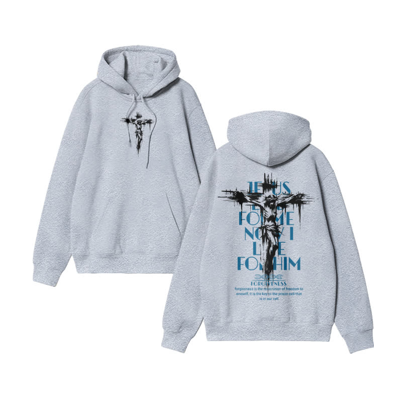 Unisex 100% Cotton Jesus Forgiveness Design Print Hoodie - Grey - US16-18(2XL) - image 3