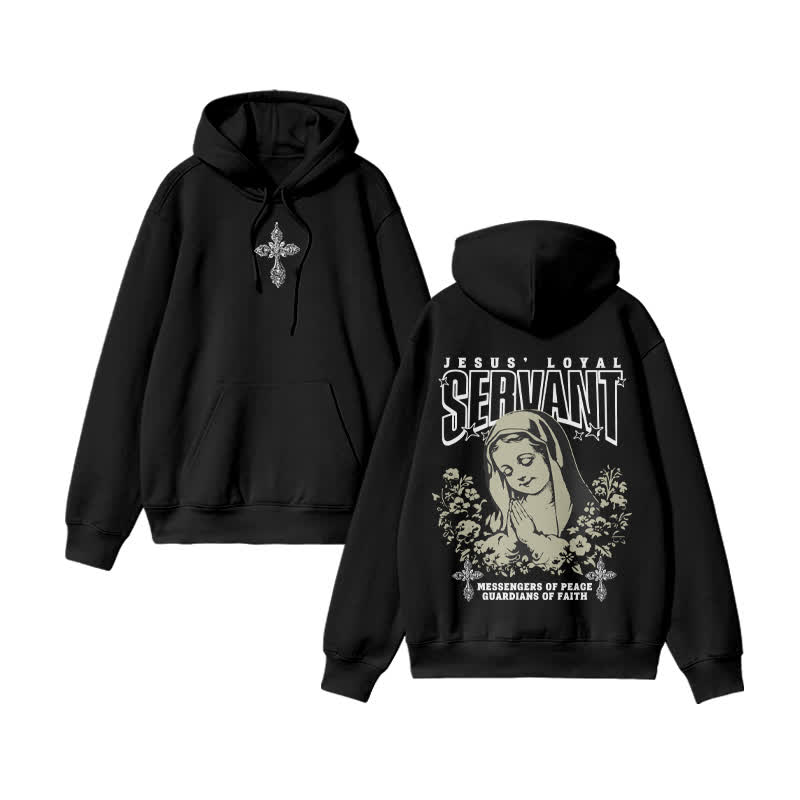 Unisex 100% Cotton Jesus Loyal Design Print Hoodie - Black - US16-18(2XL) - image 1