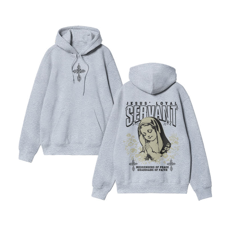 Unisex 100% Cotton Jesus Loyal Design Print Hoodie - Grey - US16-18(2XL) - image 3