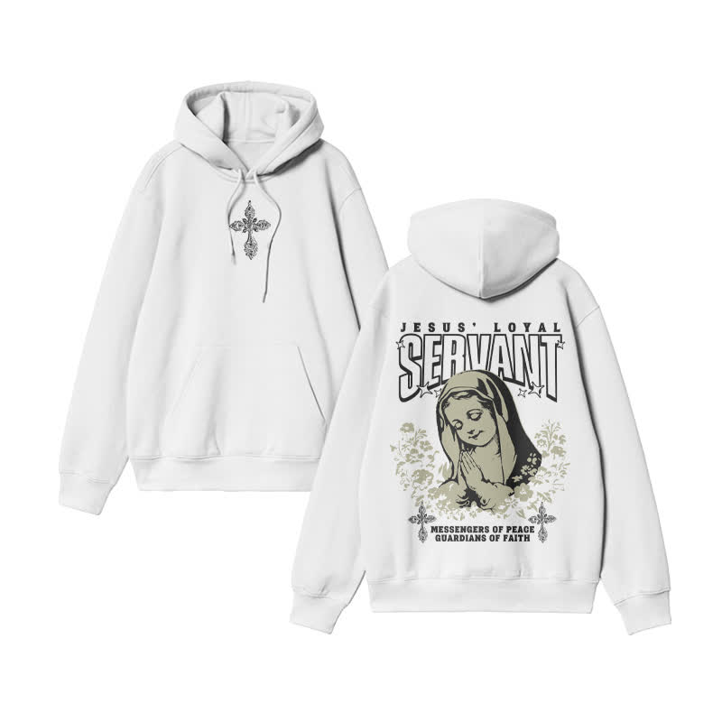 Unisex 100% Cotton Jesus Loyal Design Print Hoodie - White - US16-18(2XL) - image 2