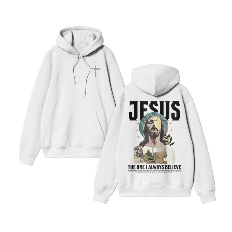 Unisex 100% Cotton Always Believe Jesus Design Print Hoodie - White - US16-18(2XL) - image 2