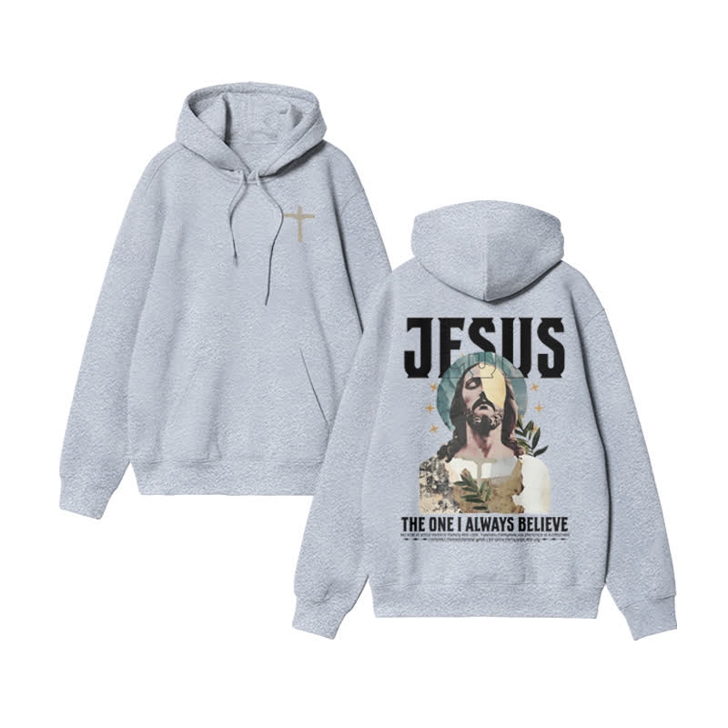 Unisex 100% Cotton Always Believe Jesus Design Print Hoodie - Grey - US16-18(2XL) - image 3