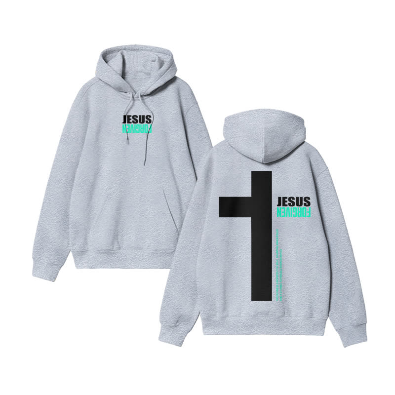 Unisex 100% Cotton Jesus Forfiven Design Print Hoodie - Grey - US16-18(2XL) - image 3