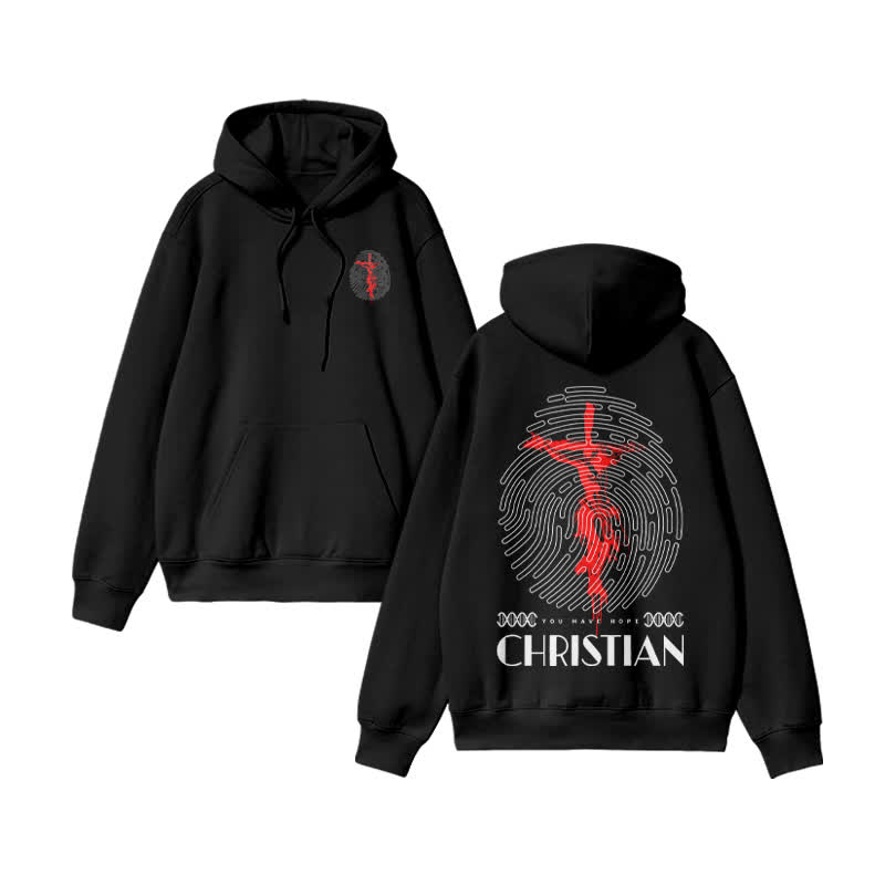 Unisex 100% Cotton Christian Design Print Hoodie - Black - US16-18(2XL) - image 2