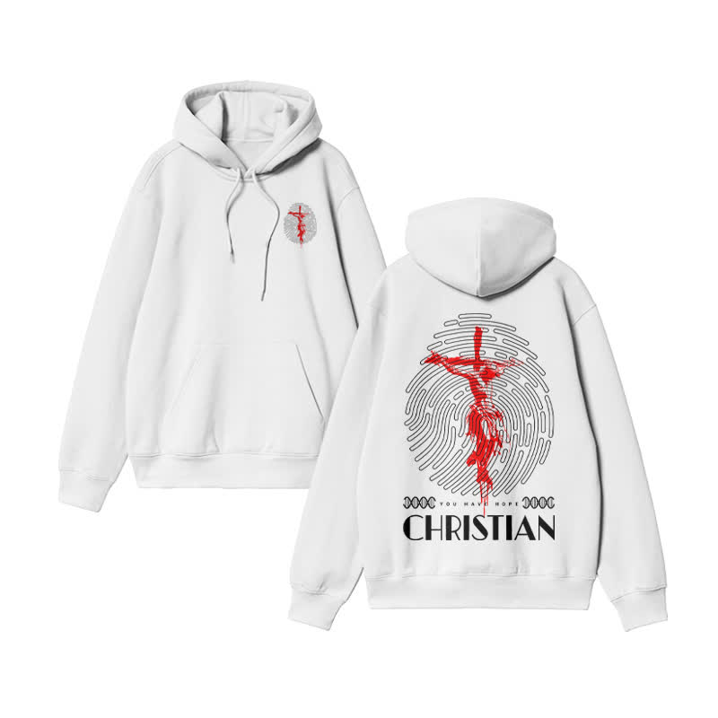 Unisex 100% Cotton Christian Design Print Hoodie - White - US16-18(2XL) - image 1