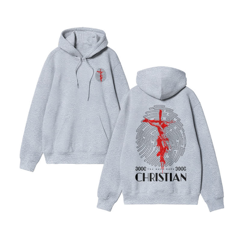 Unisex 100% Cotton Christian Design Print Hoodie - Grey - US16-18(2XL) - image 3