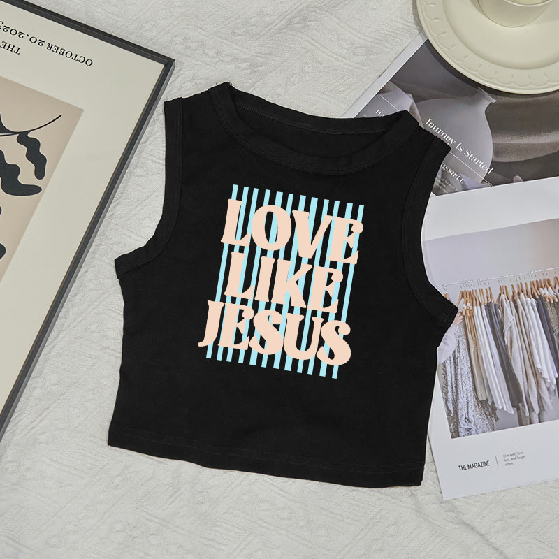 100% Cotton Love Like Jesus Print Sleeveless Tank Top - Black - US12(L) - image 3