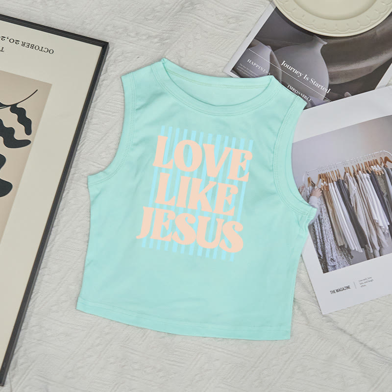 100% Cotton Love Like Jesus Print Sleeveless Tank Top - Mint - US12(L) - image 1