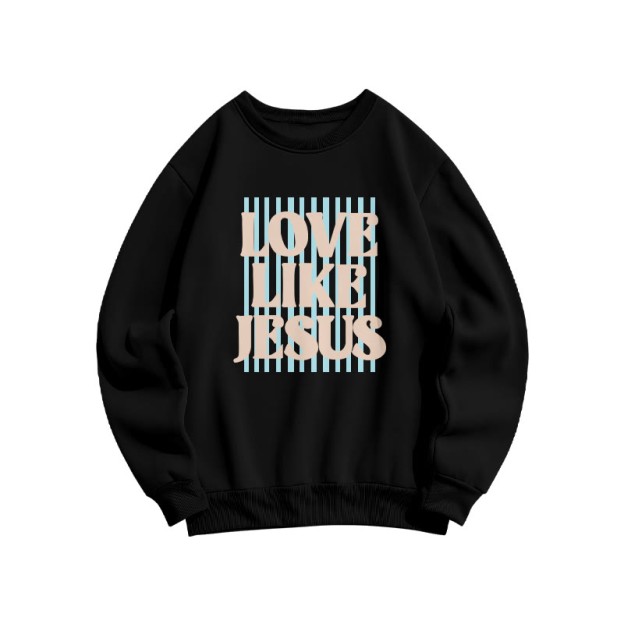 Unisex 100% Cotton Love Like Jesus Print Sweatshirt - Black - US16-18(2XL) - image 2