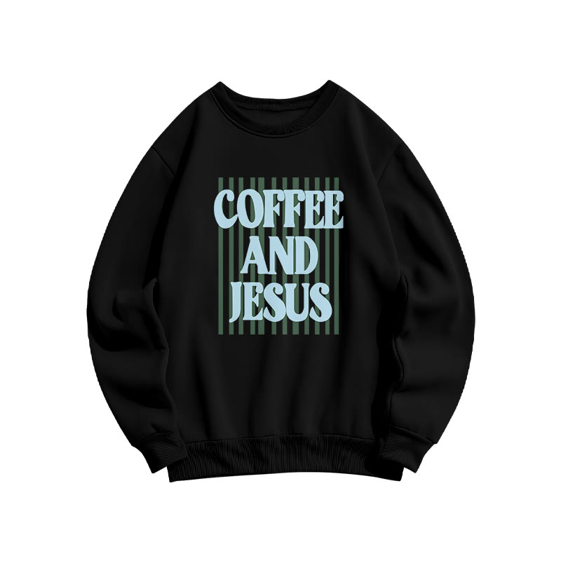 Unisex 100% Cotton Coffee And Jesus Print Sweatshirt - Black - US16-18(2XL) - image 2