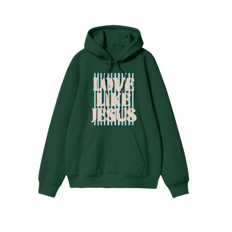 Unisex 100% Cotton Love Like Jesus Print Hoodie - Dark Green - US16-18(2XL) - image 1