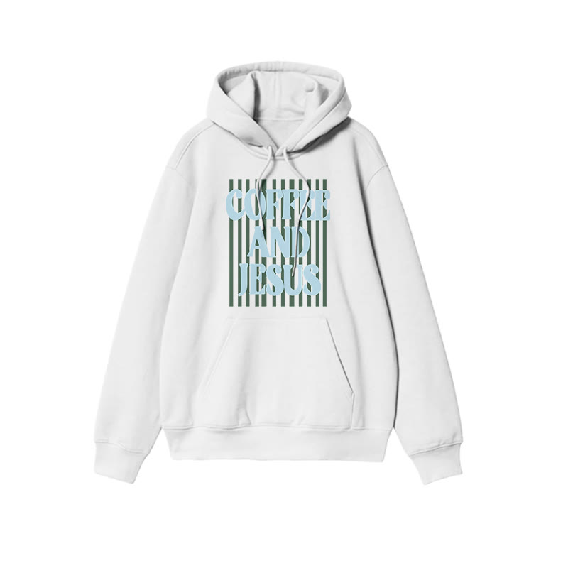 Unisex 100% Cotton Coffee And Jesus Print Hoodie - White - US16-18(2XL) - image 2