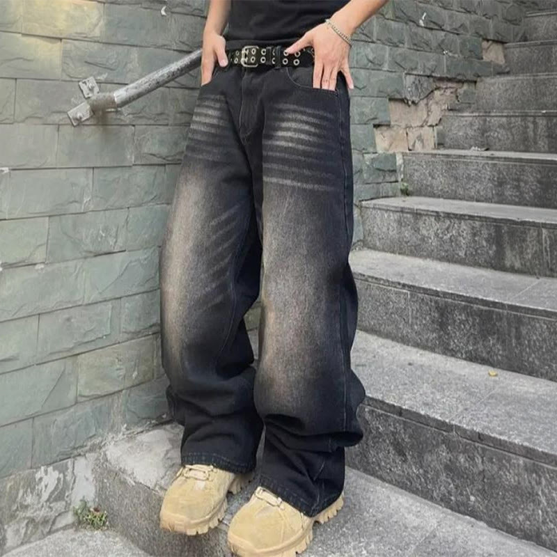 Vintage Distressed Loose Jeans - Dark Grey - 3XL - image 2