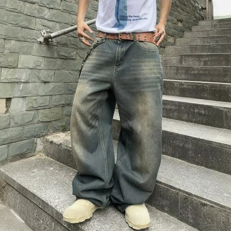 Vintage Distressed Loose Jeans - Blue - 3XL - image 1