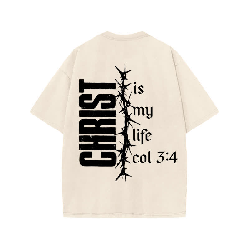 Unisex 100% Cotton Christ Is My Life Print Acid Washed T-shirt - image 1