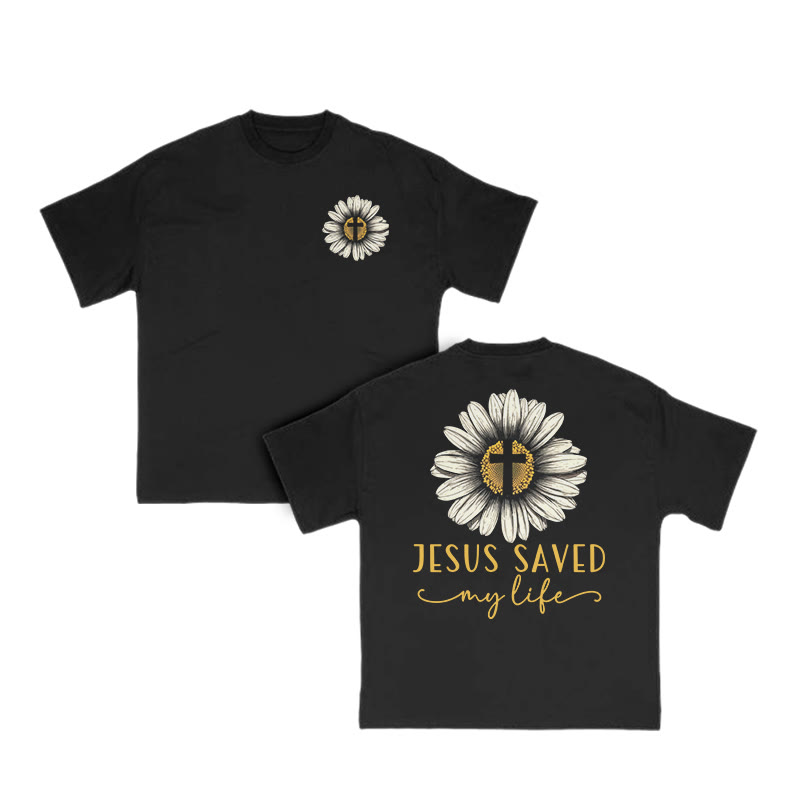 Unisex 100% Cotton Jesus Saved My Life Print T-shirt - Black - US16-18(2XL) - image 2