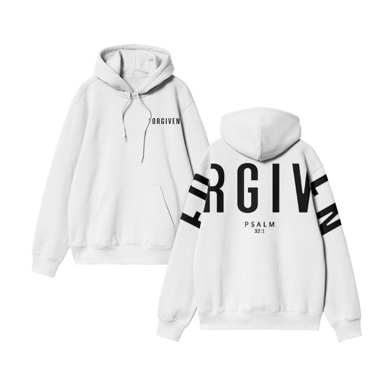 Unisex 100% Cotton Forgiven Psalm 32:1 Print Hoodie - image 3