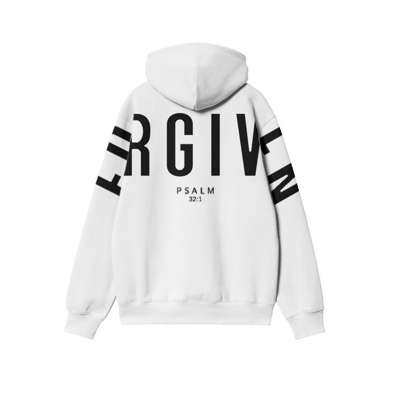 Unisex 100% Cotton Forgiven Psalm 32:1 Print Hoodie - image 2