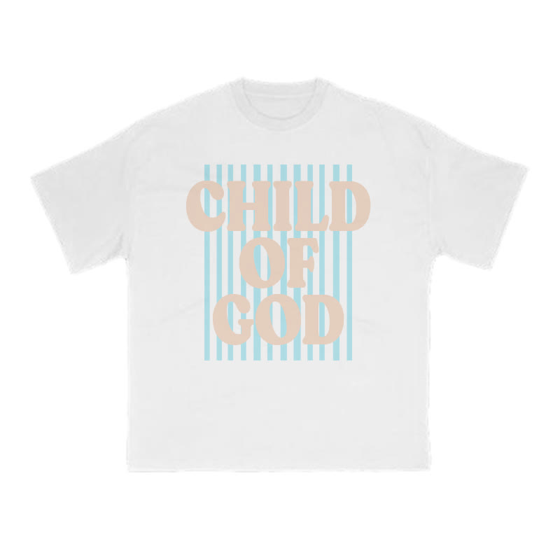 Unisex 100% Cotton Child Of God Stripes Print T-shirt - White - US16-18(2XL) - image 2
