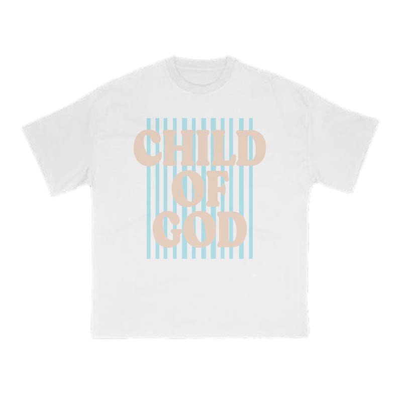 Unisex 100% Cotton Child Of God Stripes Print T-shirt - White - US16-18(2XL) - image 2